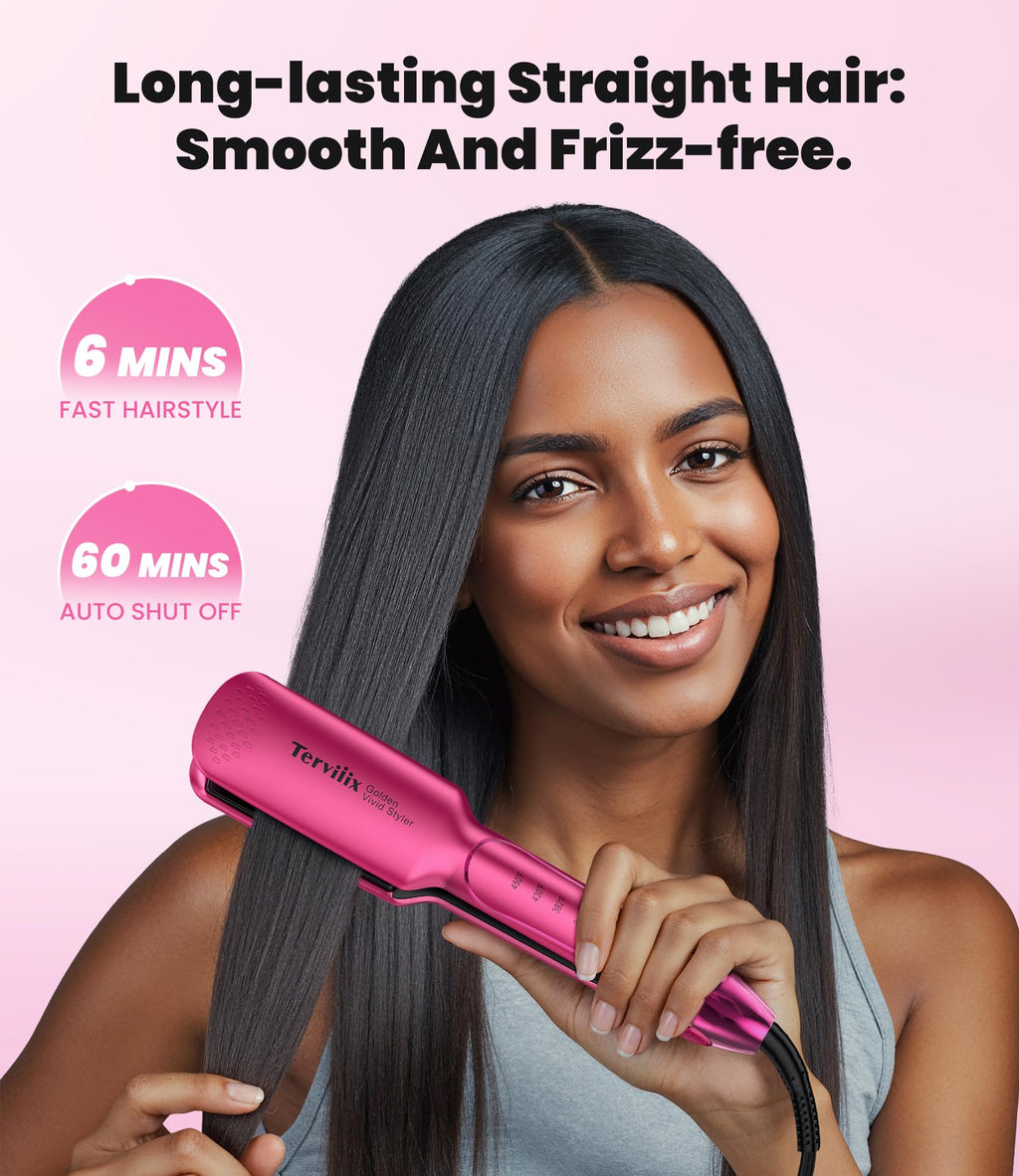 Flat Iron Hair Straightener, 1-3/4 Inch Wide Plate