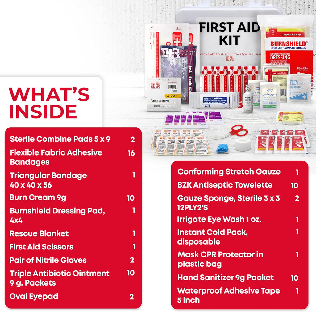 10 Person First Aid Kit - OSHA and ANSI Class A Compliant, Fully stocked Emergency Kit for Home, Office or