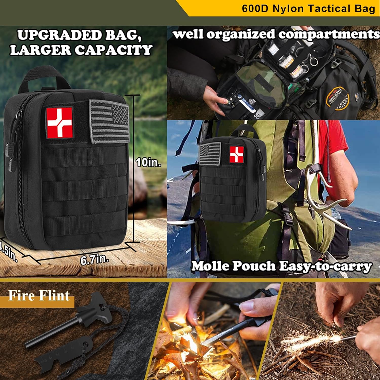 318 PCS Emergency Survival Kit, Survival Gear and Equipment First Aid Kit Med Supplies for Vehicles Travel Car