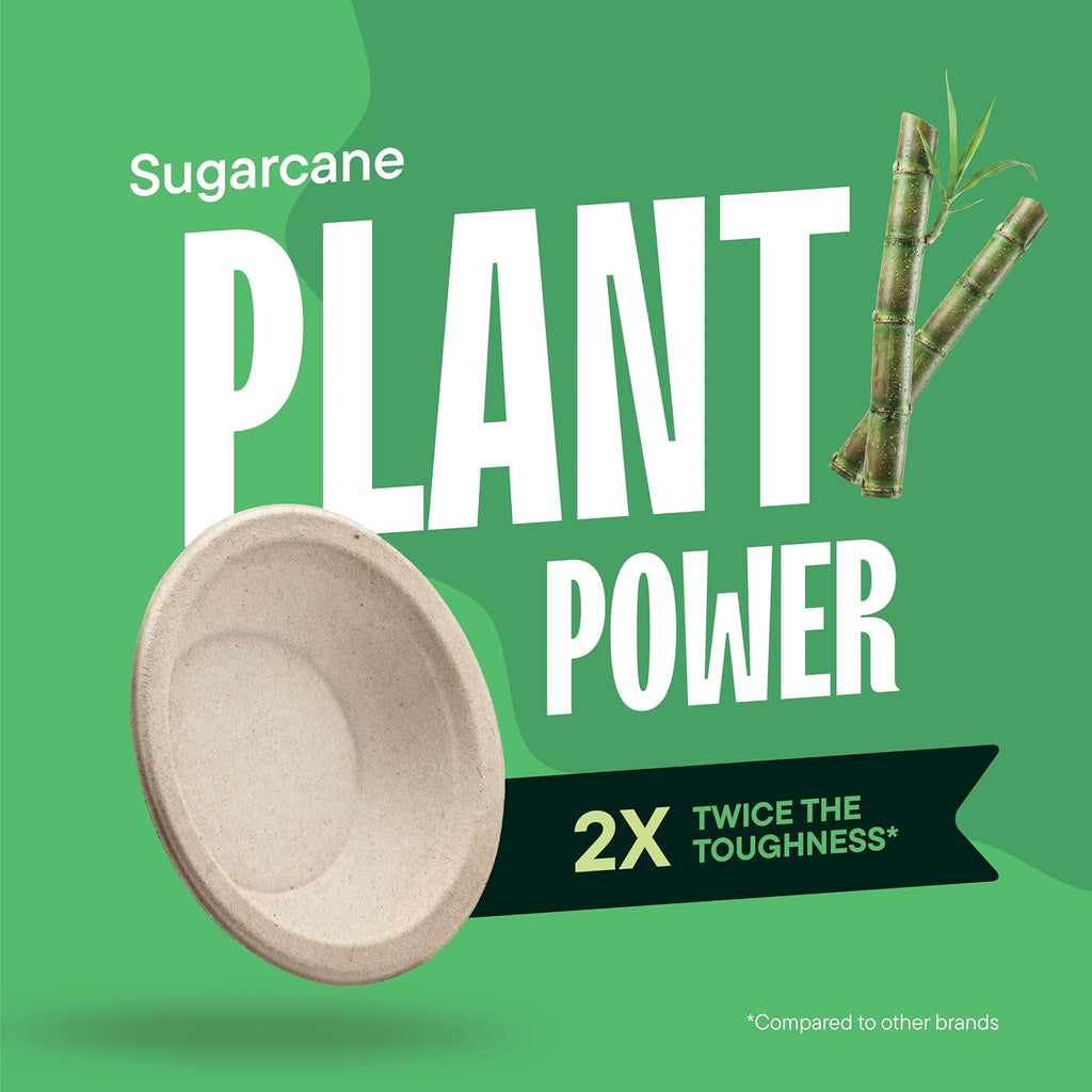 100% Compostable Paper Bowls - 12 oz [125-Pack] Heavy Duty Soup Bowls