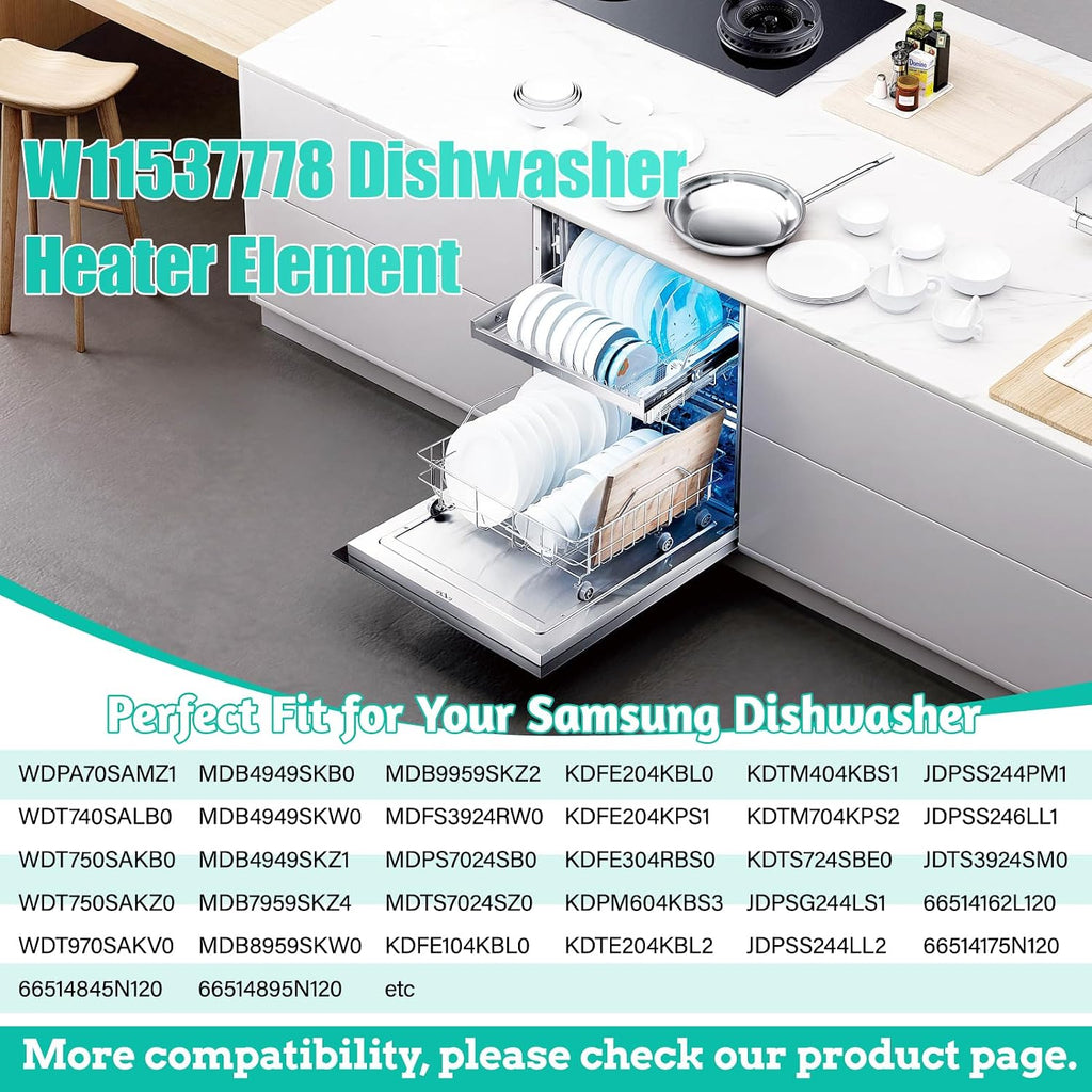 Upgraded W11537778 Dishwasher Heating Element Replacement Compatible with Whirlpool Kitchen-Aid, Maytag Dishwasher Heater Element Fit models WDPA70SAMZ1 WDT750SAKW3 KDFE104KBL0, KDFE204KPS0