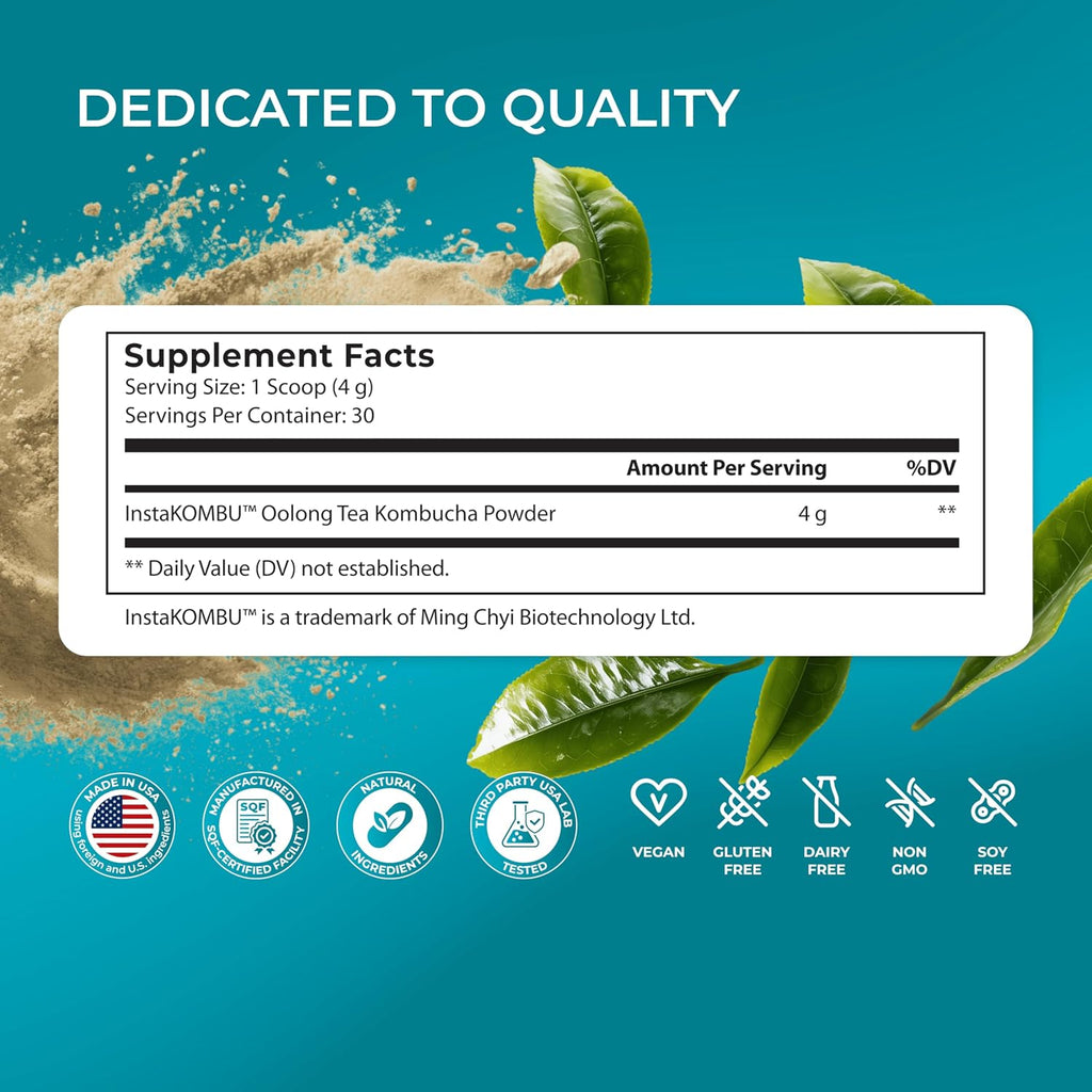 Gut Kombucha - Korean Tea Probiotic Drink | Oolong Tea Flavor Organic Kombucha Powder to Support Healthy Digestion