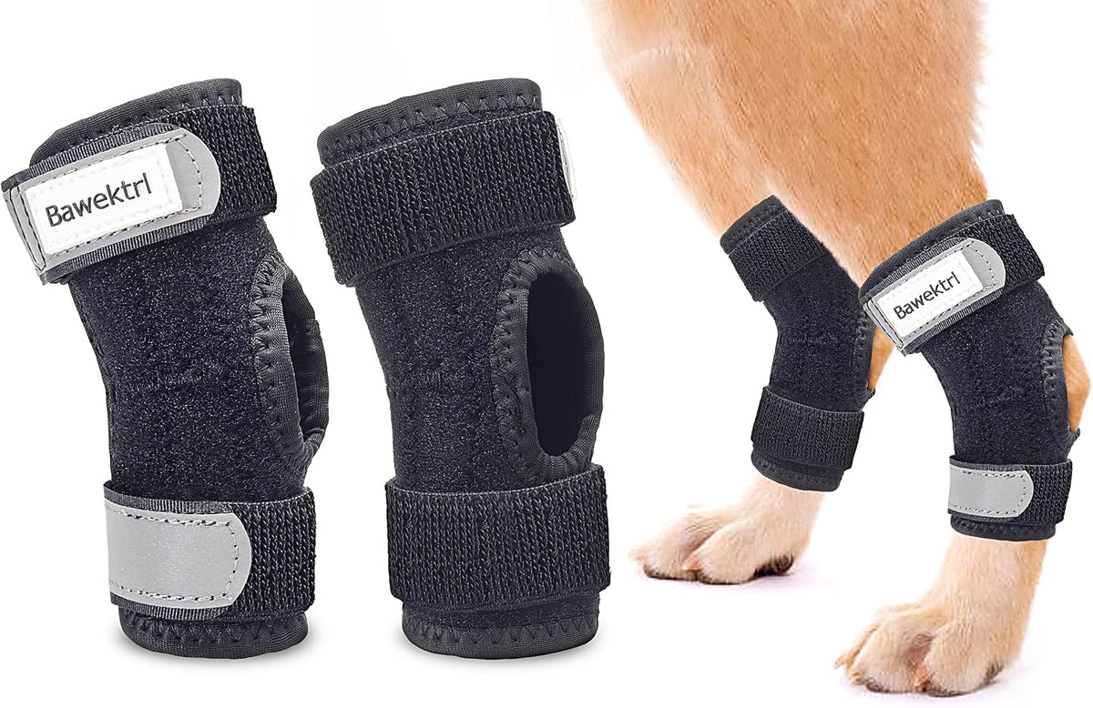 Dog Leg Braces for Rear Legs, Hock Brace for Back Legs with Metal Strips and Safety Reflective Straps for Short Legs