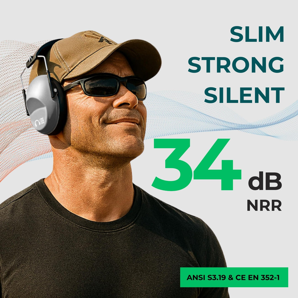 34dB NRR Ear Protection, Noise Reduction Ear Muffs - Grey