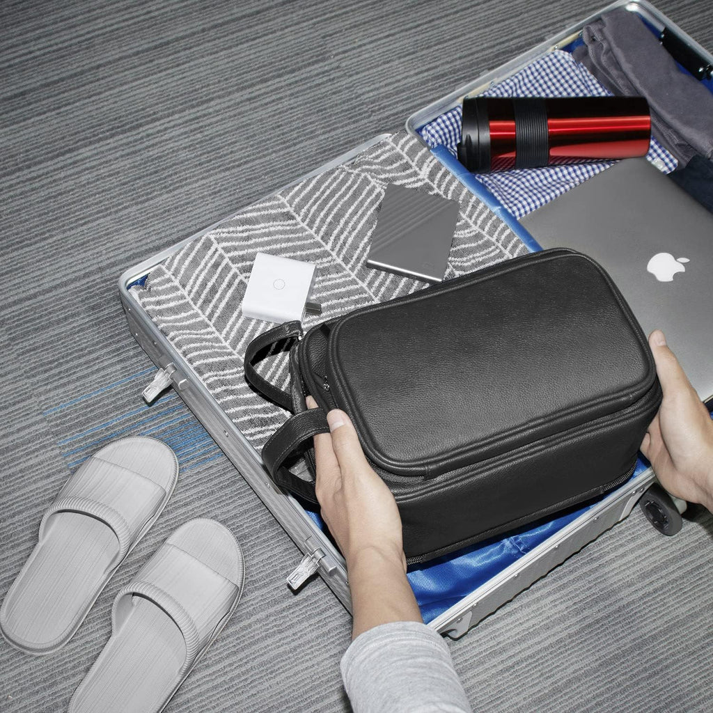 Extra Large Toiletry Bag for Men, Travel Toiletry Organizer Dopp Kit Water-resistant Shaving Bags, PU Leather