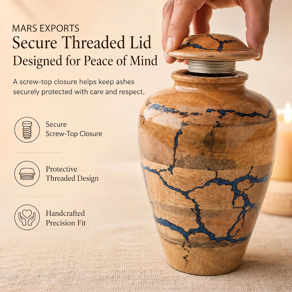 Handcrafted Decorative Wooden Urn for Human Ashes Adult Male Female, Wooden Urn Box for Pets, Memorial Urn, Funeral