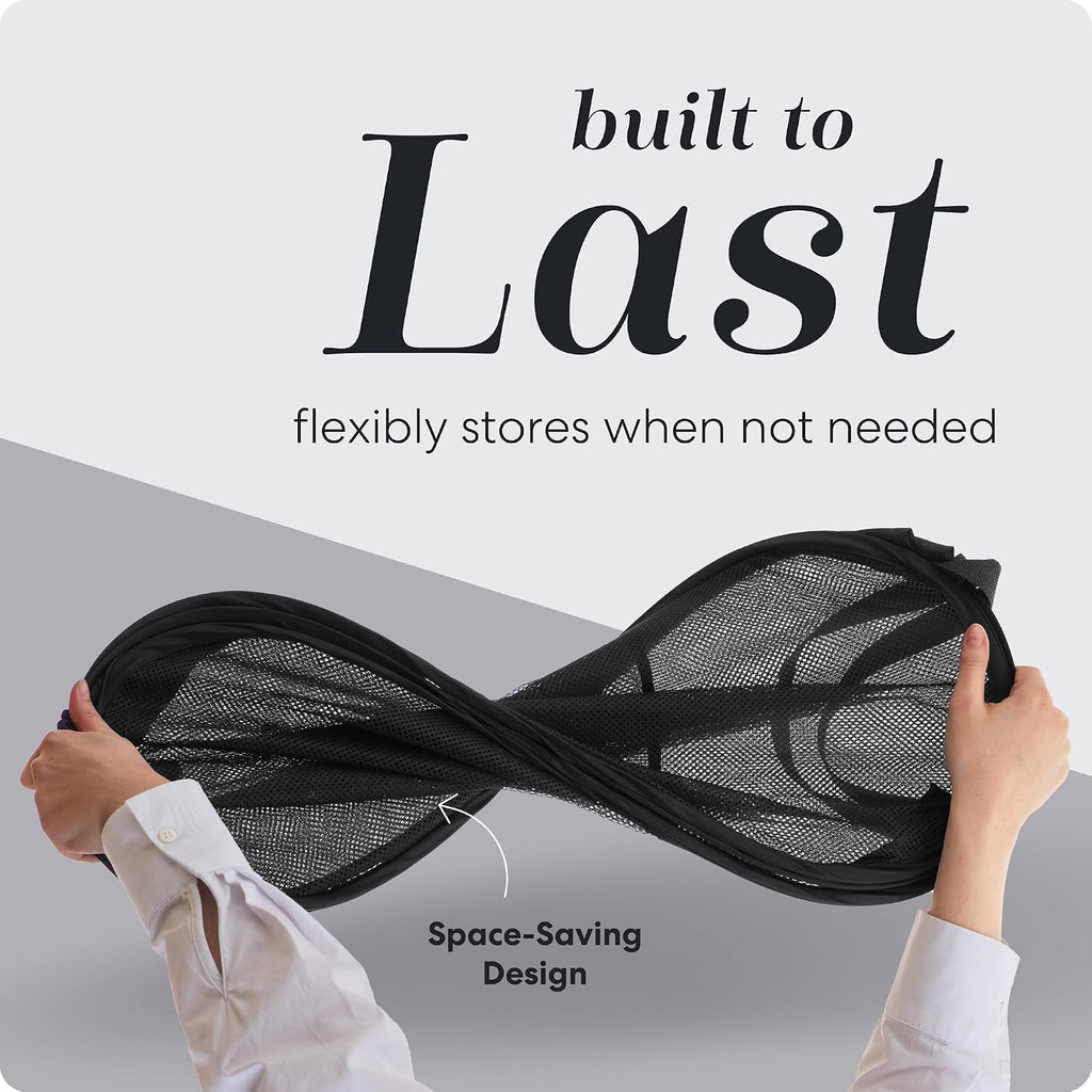 Collapsible Mesh Pop Up Hamper with Wide Opening and Side Pocket - Breathable, Sturdy, Foldable, and Space-Saving