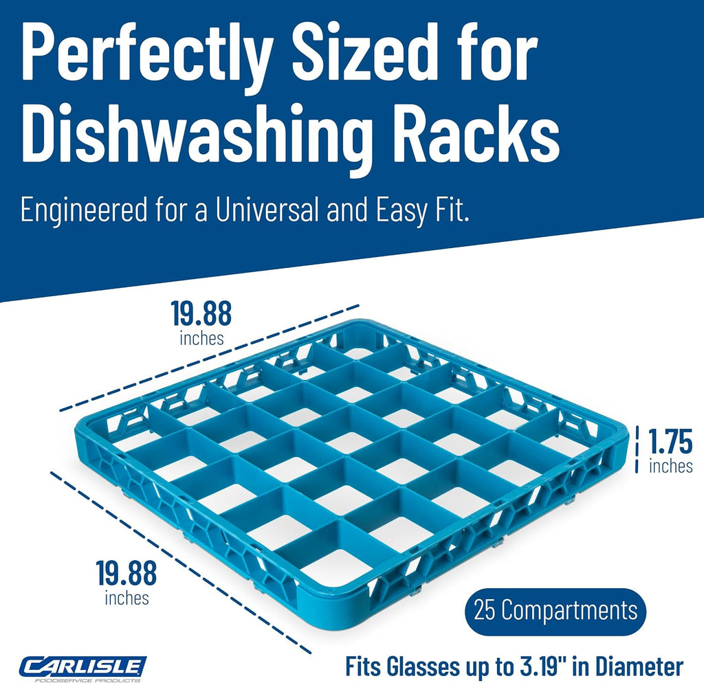 RE2514 OptiClean 25 Compartment Divided Glass Rack Extender, 1.78", Blue