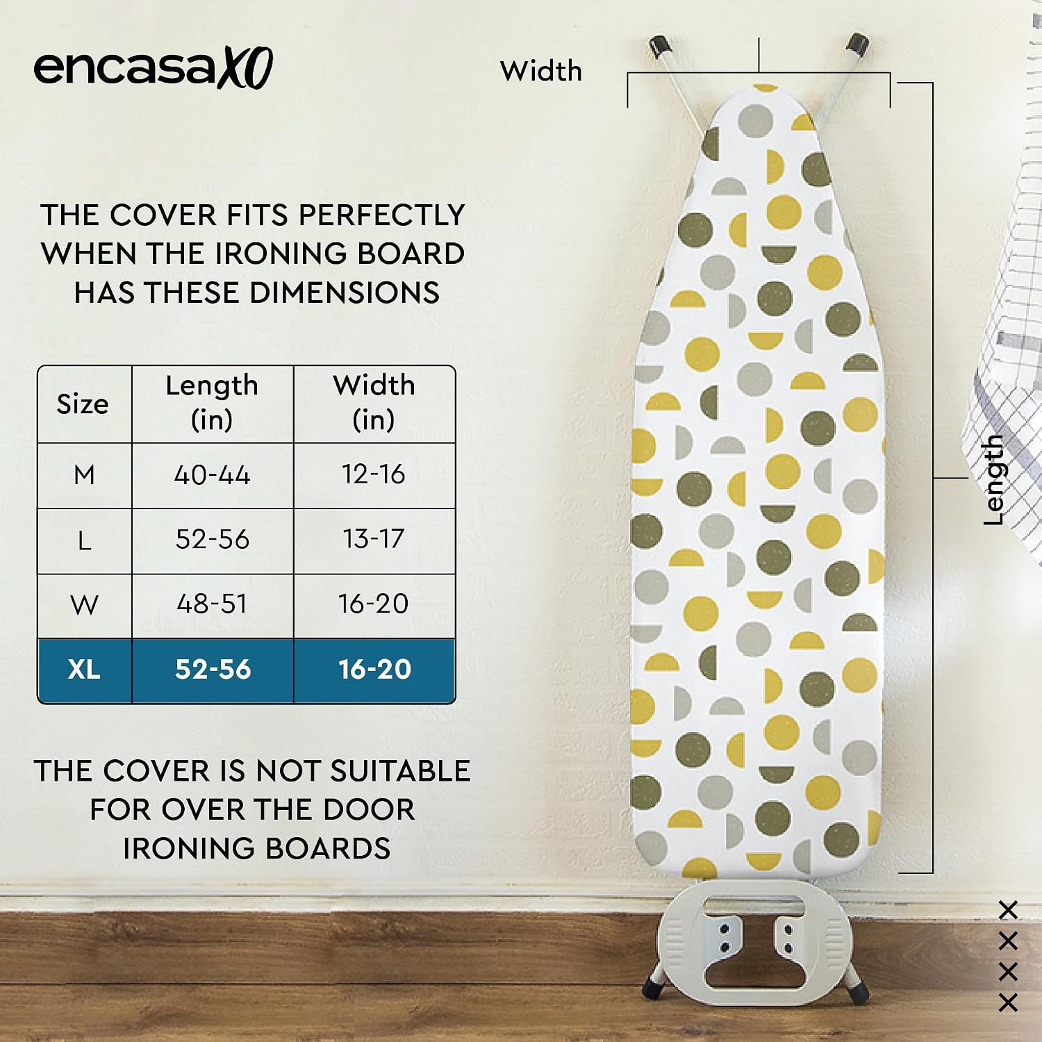 Ironing Board Cover and Pad, Thick Felt 54"x18" | Daisy Beige, 100% Cotton Surface | Scorch & Stain Resistant | Heavy