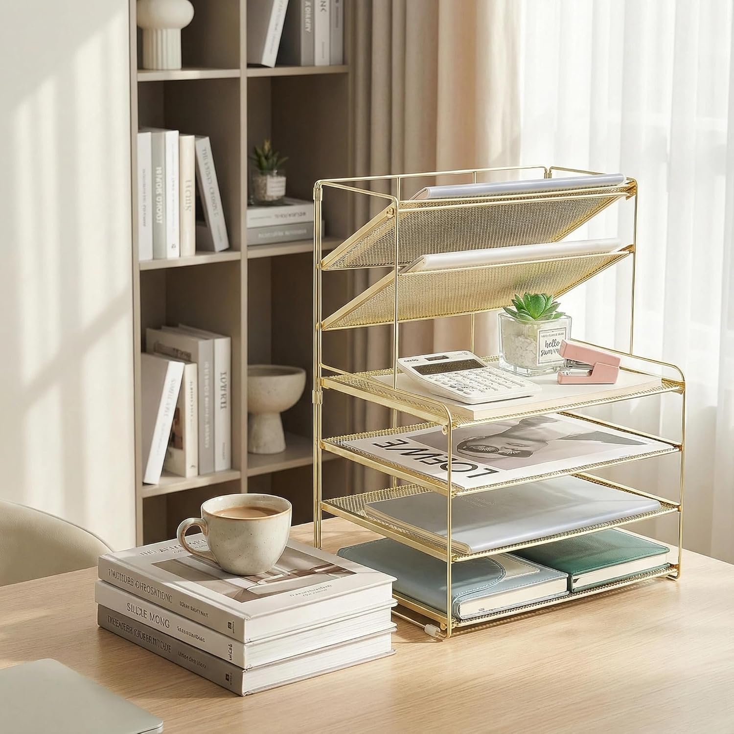 Desk Organizer, 6-Tier Letter Tray Paper Organizer, Desktop File Organizer, Office Desk Accessories & Office Decor