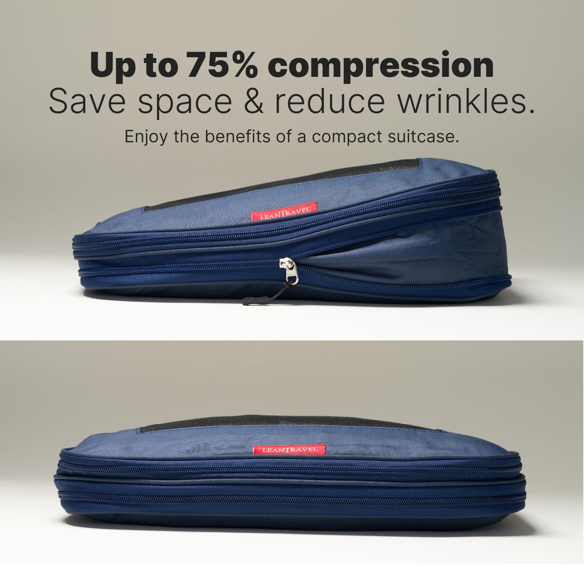 Premium Compression Packing Cubes for Travel - Suitcase Organizer Bags with Double Zipper & Breathable Mesh Panel