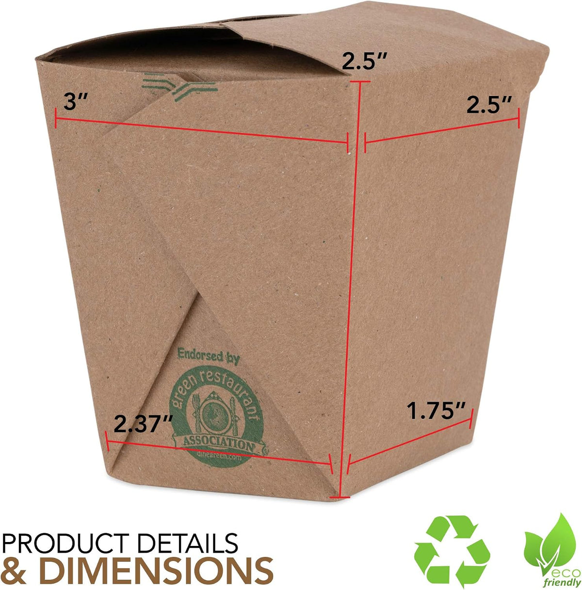 Takeout Food Containers 8 Oz Microwaveable Kraft Brown Paper Mini Chinese Take Out Box (50 Pack) Leak and Grease