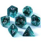 Ocean Moss Resin Dice Set - Unique Aquamarine 7pc Polyhedral Set