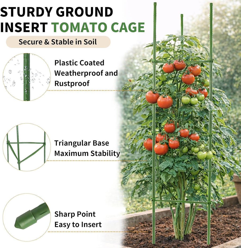 6 Pack 5ft Tomato Cage for Garden Plant Support, Garden Stakes Tomato Cage, Tomato Cages Plant Stakes for Climbing
