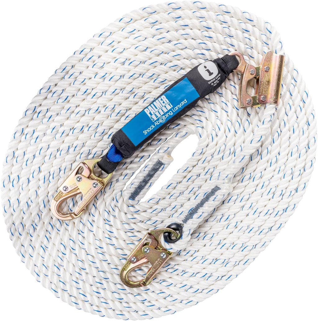 Vertical Lifeline Assembly - 50FT Rope Harness Safety Lanyard with Rope Grab - Fall Protection Kit