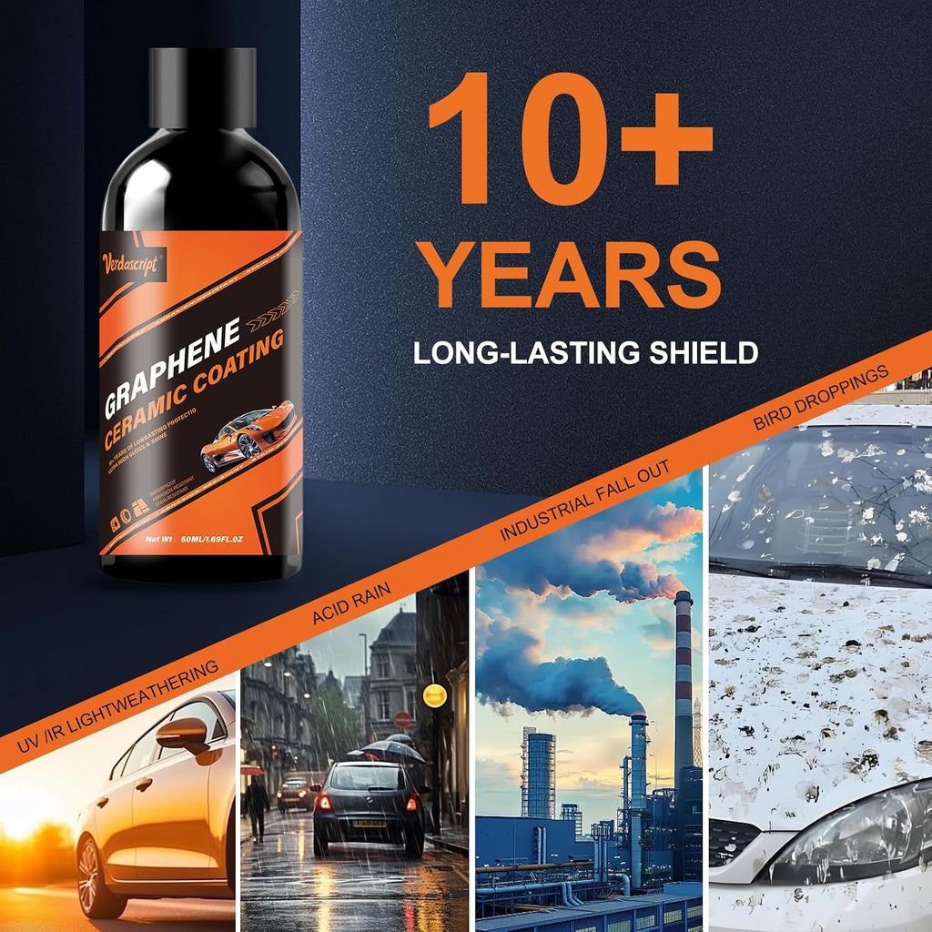 Graphene Ceramic Coating (50ml) - 20H Professional Top Coat Kit | Heavy Duty Paint Sealant, Hydrophobic & High Gloss