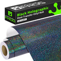 Black Holographic Heat Transfer Vinyl 12" x5ft Glitter HTV Vinyl | Shimmer Iron on HTV Vinyl Colorful Heat Press