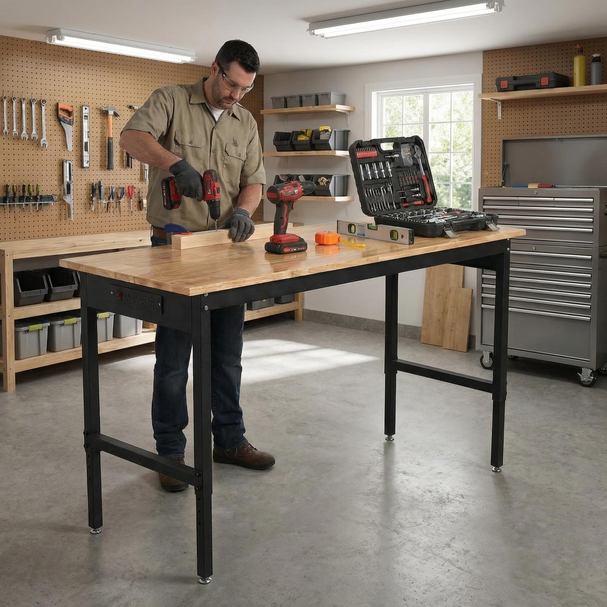 60 Inch Adjustable Workbench for Garage