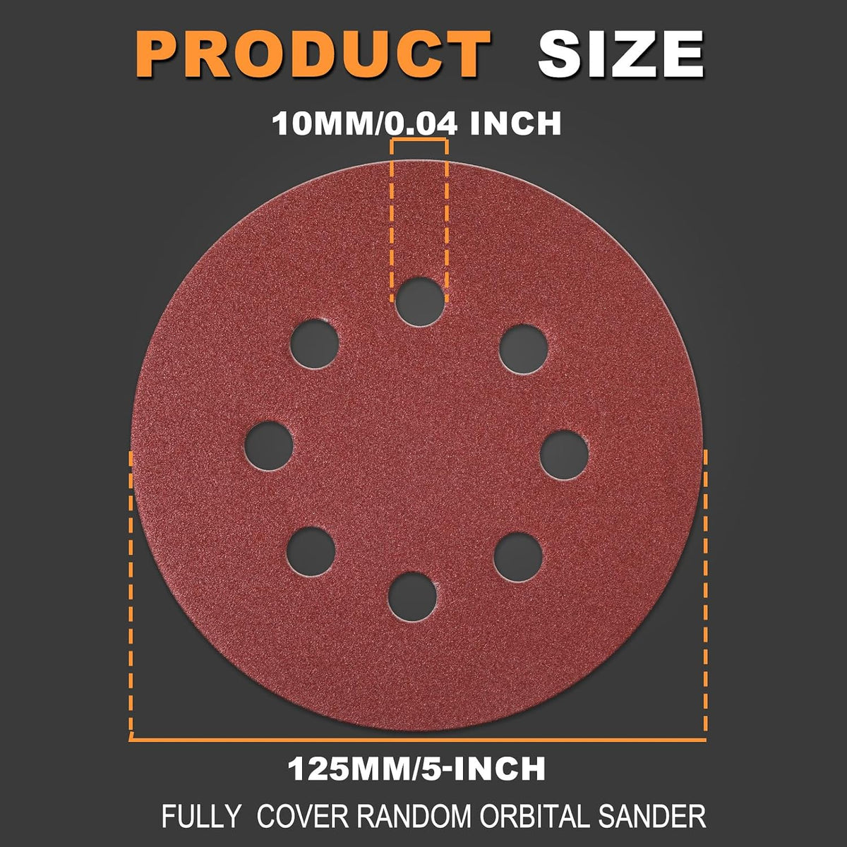 160Pcs 5-Inch 8-Hole Hook & Loop 40-600 Assorted Grit Sanding Discs