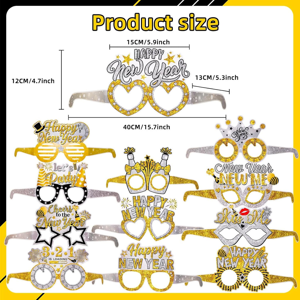 36 Pieces New Years Eve Party Supplies 2026 Happy New Year Decorations Include 12 Headband Tiaras 12 Noise Makers and