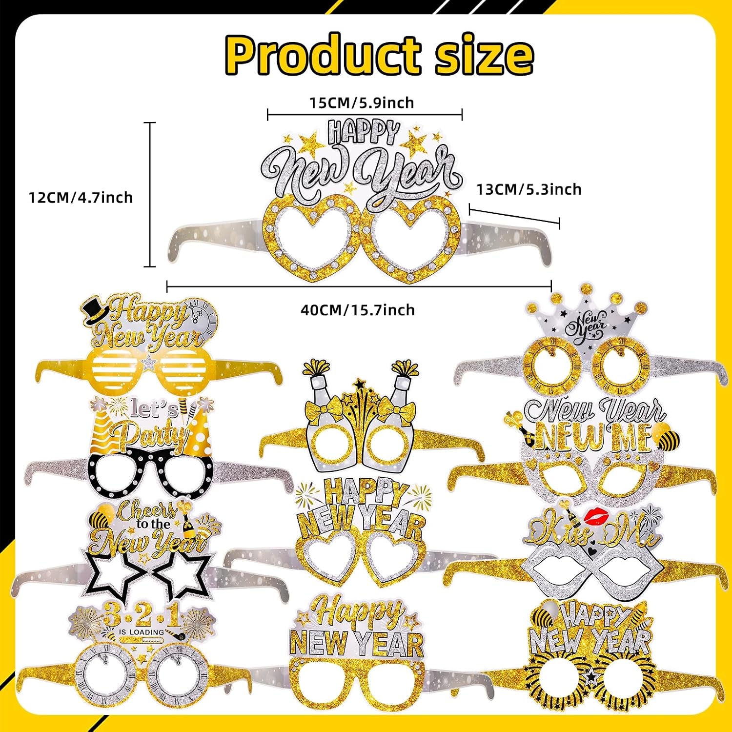 36 Pieces New Years Eve Party Supplies 2026 Happy New Year Decorations Include 12 Headband Tiaras 12 Noise Makers and