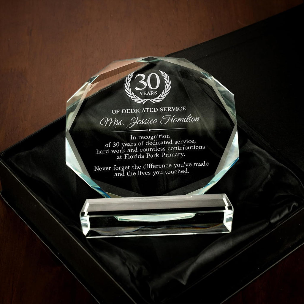 Personalized Employee Appreciation Crystal Award - Engraved Gift for Employee Recognition or Retirement - Custom 6"