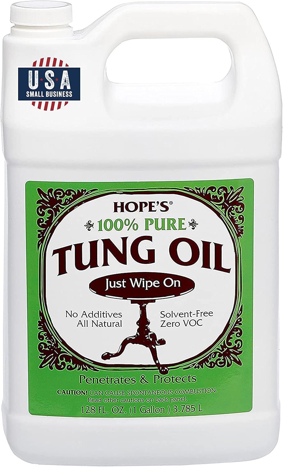 100% Pure Tung Oil, Natural Food Safe Wood Finish & Sealer 128 Fl Oz