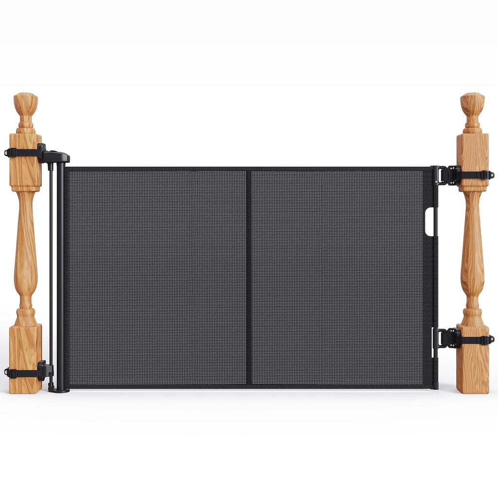 Upgraded Retractable Baby Gates for Stairs & Banister, Mesh Dog Gate Indoor, Extends to 55" Wide 33" Tall, Child