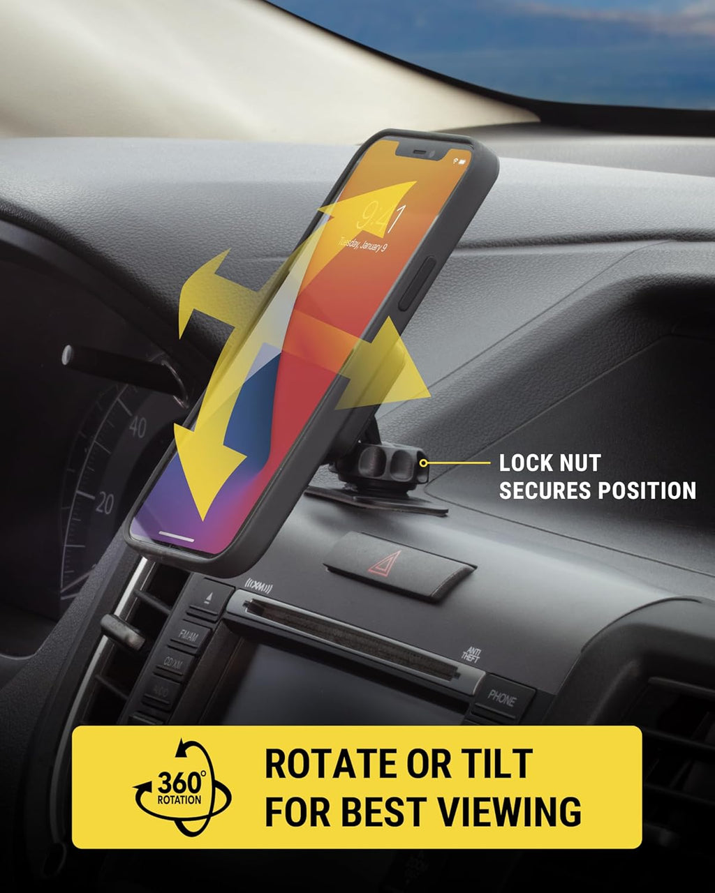 MXDM Magnetic Phone Holders for Your Car, Dashboard Cell Phone Holder with Extra Strong Magnet and Thick Metal Plate