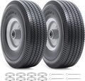 10” Flat Free Tires, 4.10/3.50-4” Solid Tires and Wheels with 5/8” Axle Bore Hole and Double Sealed Bearings