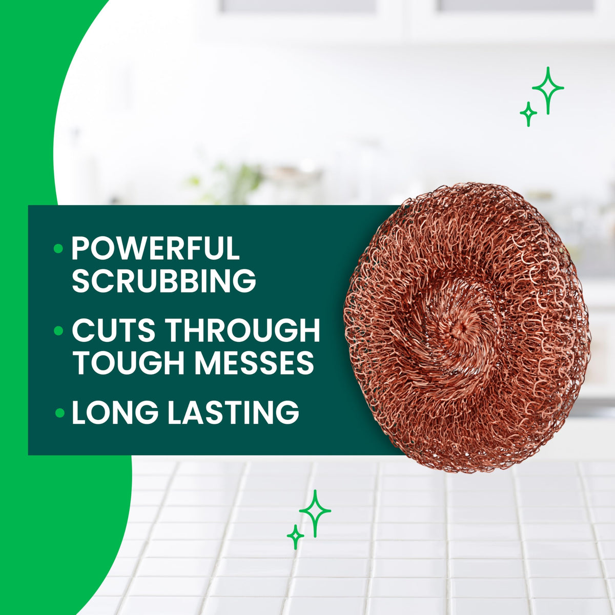Copper Coated Scrubbing Scour Pads, 48 Pack