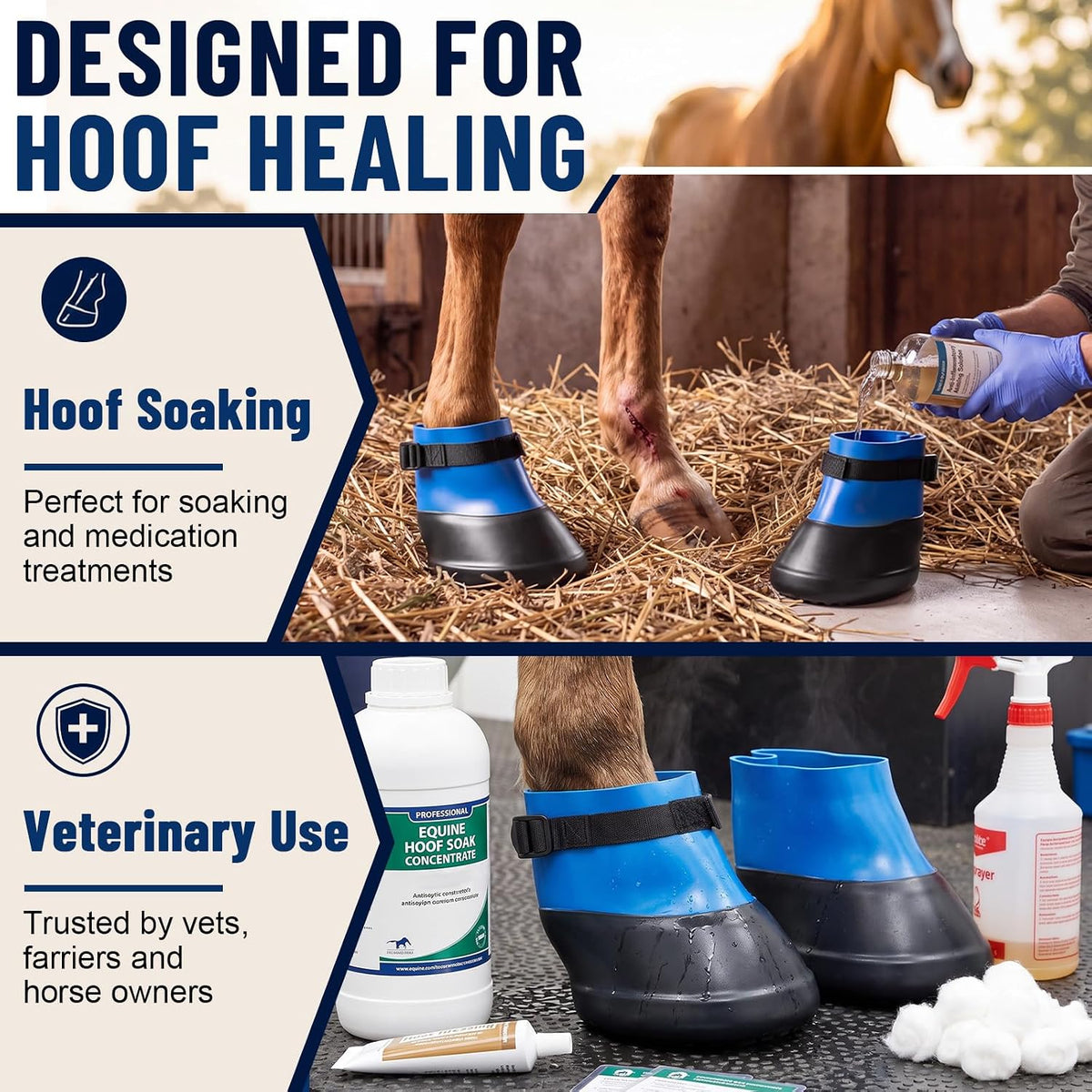 2 Pcs Protective Horse Hoof Boots, Adjustable Strap
