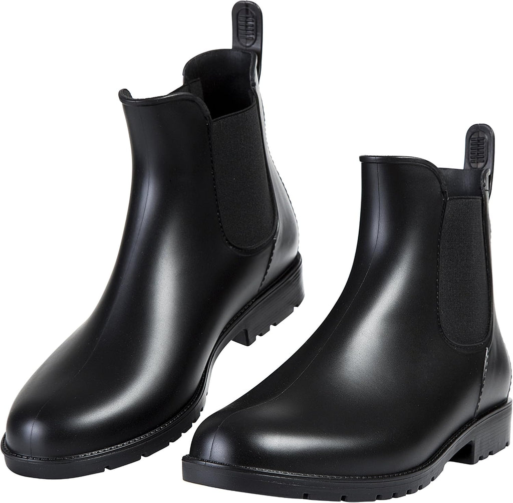 Women's Ankle Rain Boots Waterproof Chelsea Boots | Stylish Matte Finish, Easy On&Off, Non Slip, Ideal for Rainy Commute