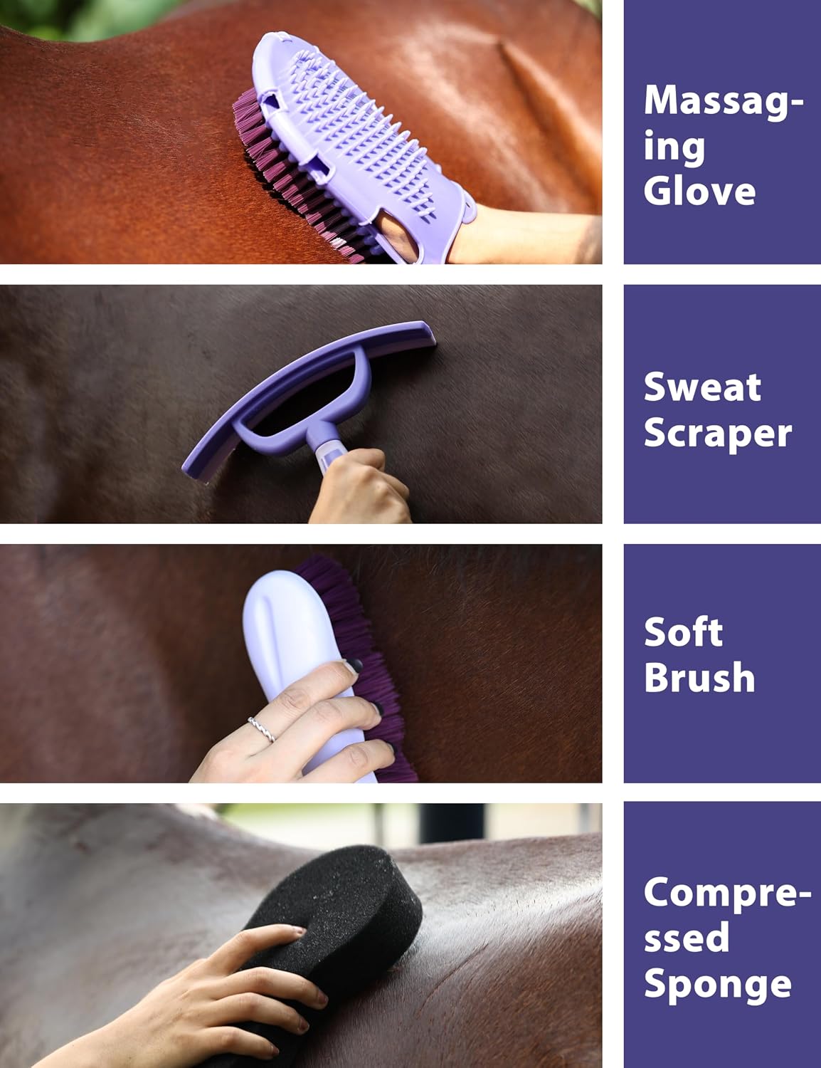 Horse Grooming Kit, 11 Piece Horse Brush Set with Grooming Tools