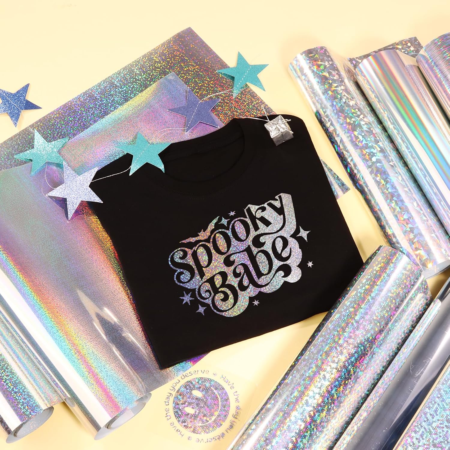 Silver Glitter Metallic HTV Vinyl Roll,12"x6ft Iron on Vinyl | Chrome foil HTV,easy cut & weed,stretch washable,works