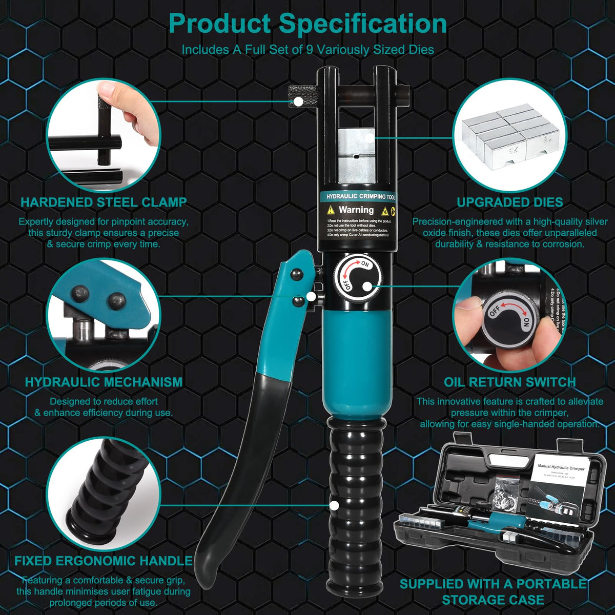 Brileine 10 Tons Hydraulic Crimping Tool and Cable Cutter