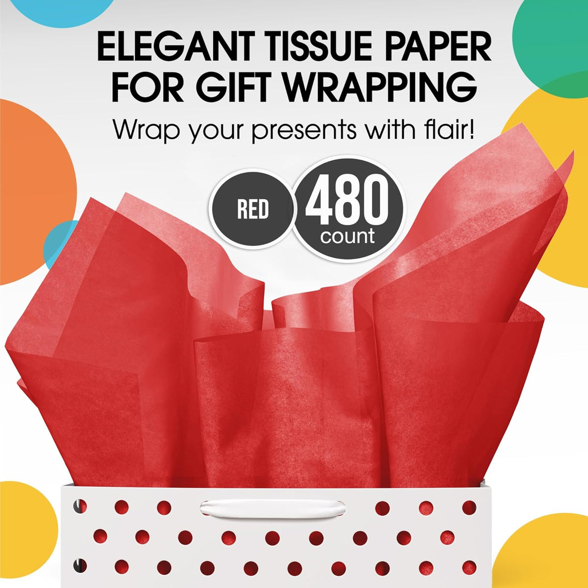 Red Tissue Paper for Gift Bags 15" X 20" 480 Sheets