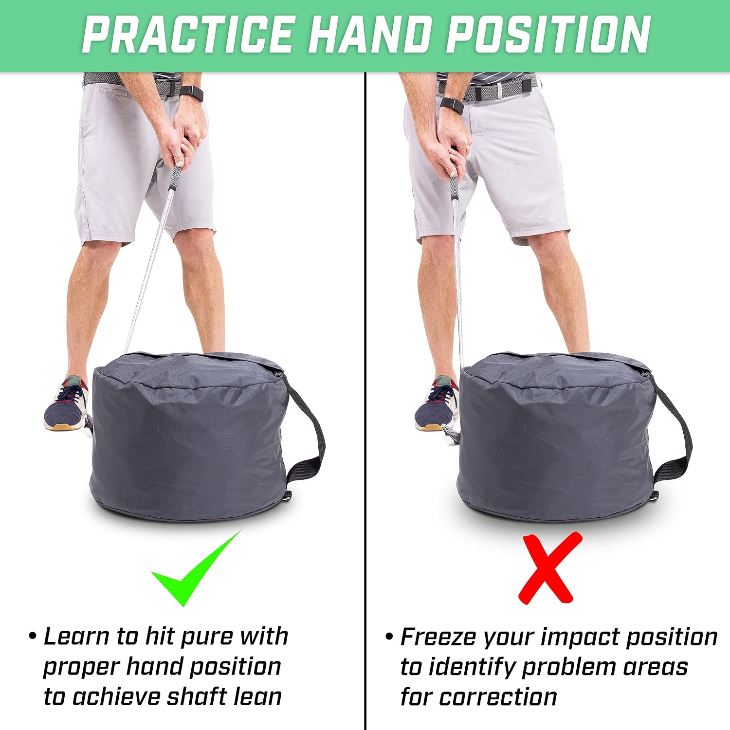 Golf Swing Impact Bag Trainer – Fix Slice & Hook, Improve Ball Striking & Compression, Golf Swing Trainer Aid for