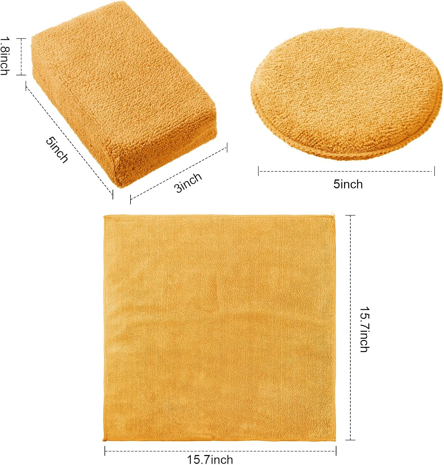 12 Pack Microfiber Applicator Pad Microfiber Sponge for Car Include Round Wax Microfiber Applicator Rectangle Car