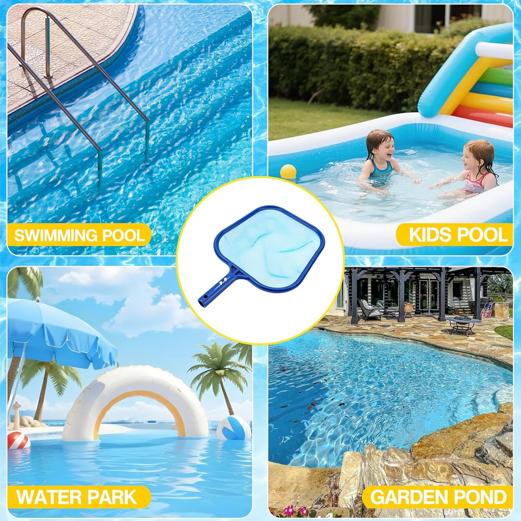 Pool Skimmer Net, Professional Swimming Pool Leaf Skimmer with Heavy Duty Frame, Fine Nylon Flat Mesh for Fast Debris