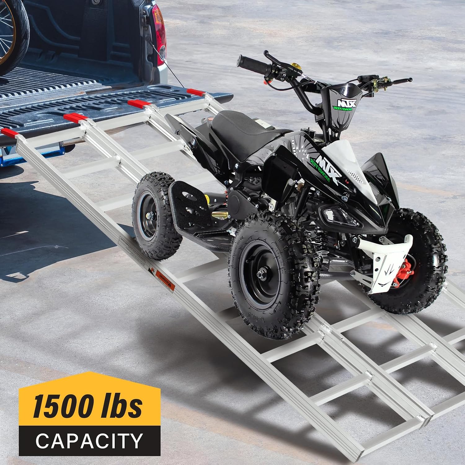 69"X50" Tri-Fold Aluminum ATV Mower Truck Loading Ramp,1500 lb Capacity | Portable Heavy Duty Loading Ramp for ATV