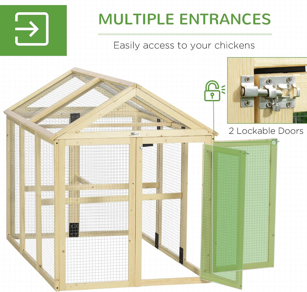 Chicken Run, Wooden Large Chicken Coop, Combinable Design with Perches & Doors for Outdoor, Backyard, Farm, 4.6' x