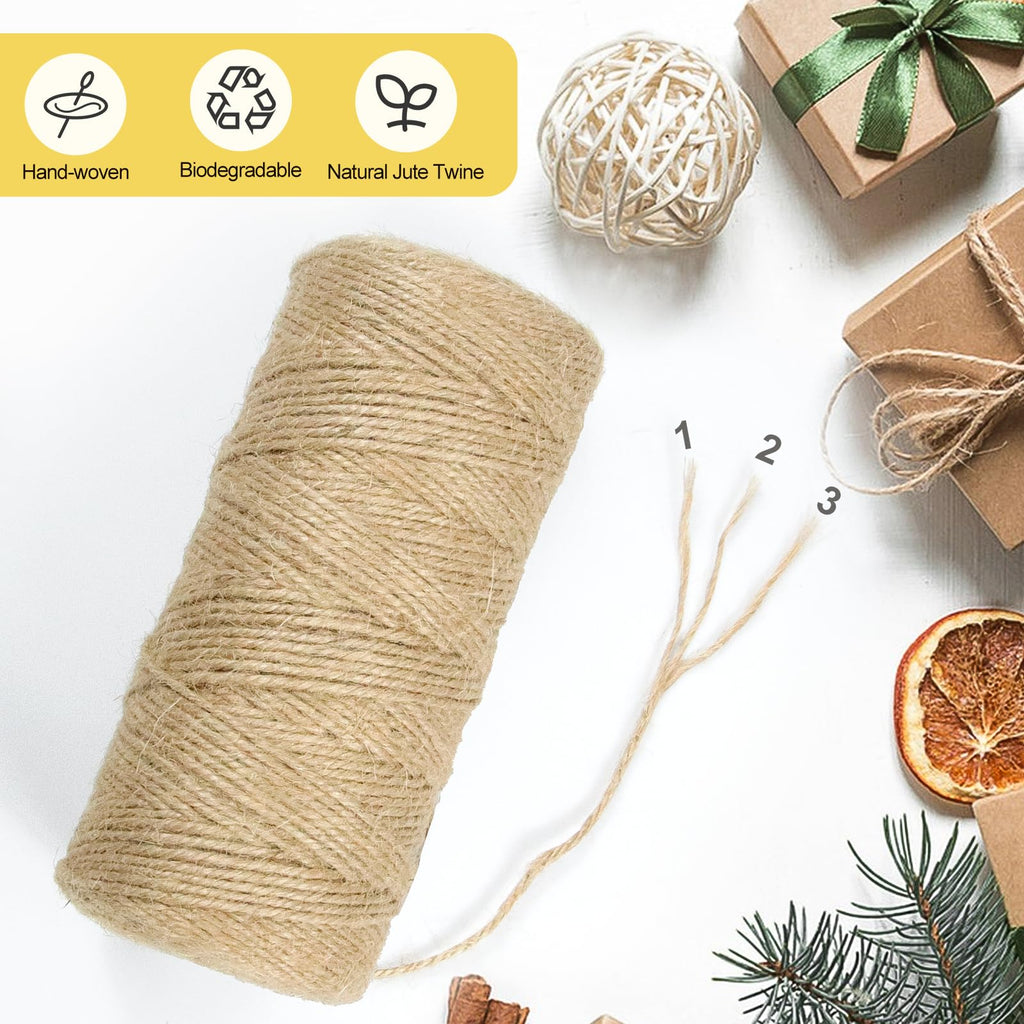 Jute Twine String - 656ft Eco-Friendly Natural Cord for Crafts
