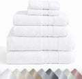 Organic Cotton 6 Pc Bath Towel Set, Bright White | 100% Organic Turkish Cotton, 6-Pc Set: 2 Bath, 2 Hand Towels, 2