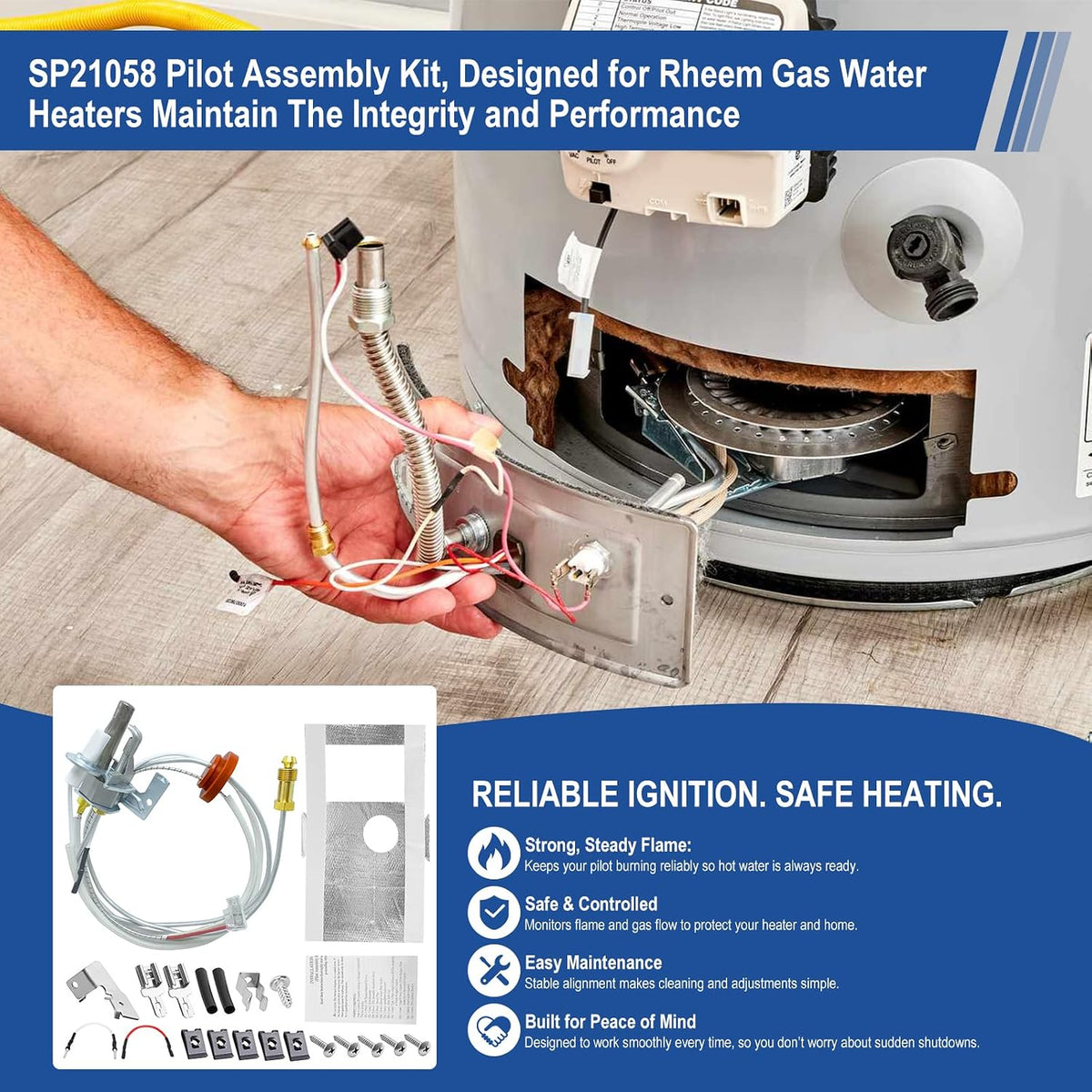 SP21058 Pilot Assembly for Rheem Water Heater Parts w/Thermopile & Sparker