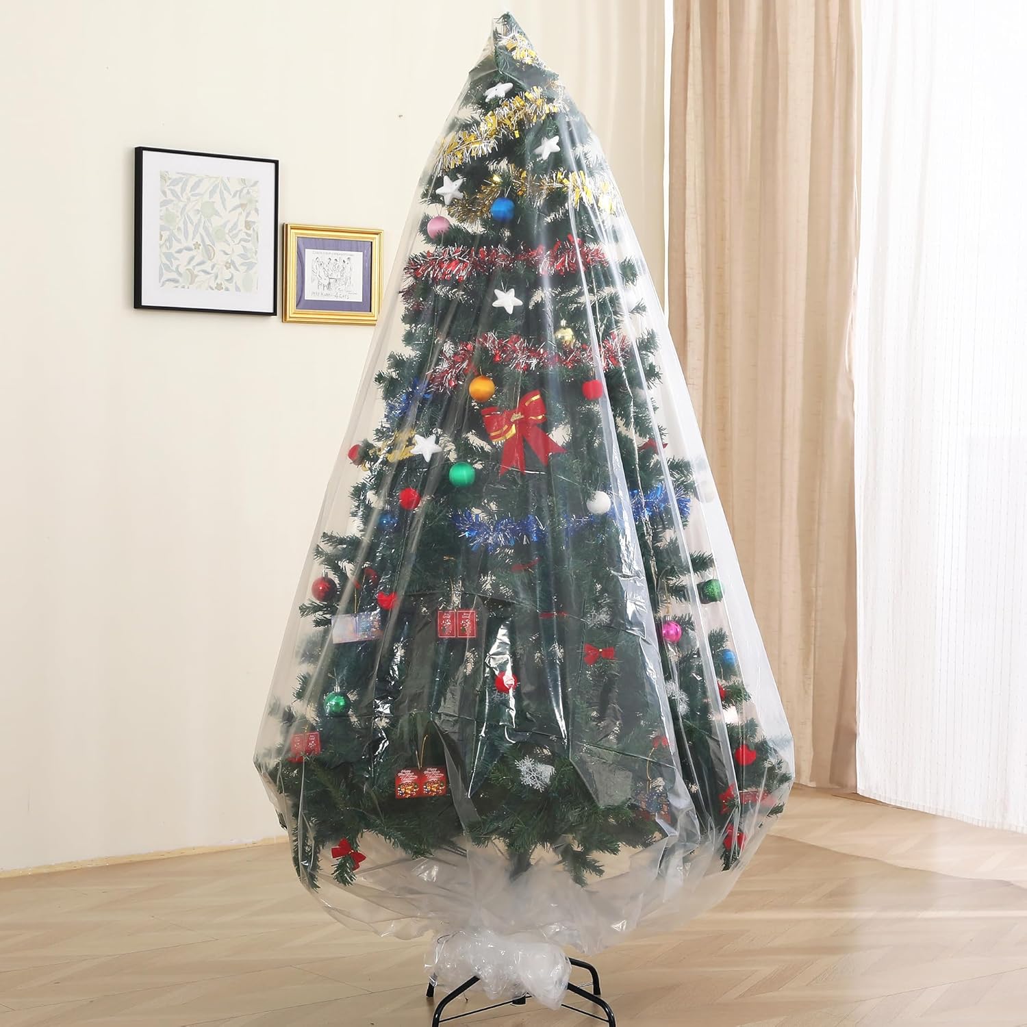 Christmas Tree Disposal Bag, Clear Extra Large 9x6ft Tree Storage Bag Cover, Jumbo Heavy Duty Plastic Xmas Tree