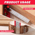 6 in 1 Rafter Square with Carpenter Pencil, 7in Rafter Square Multi-Purpose Carpenter Tools:Square,Protractor, 1/16"