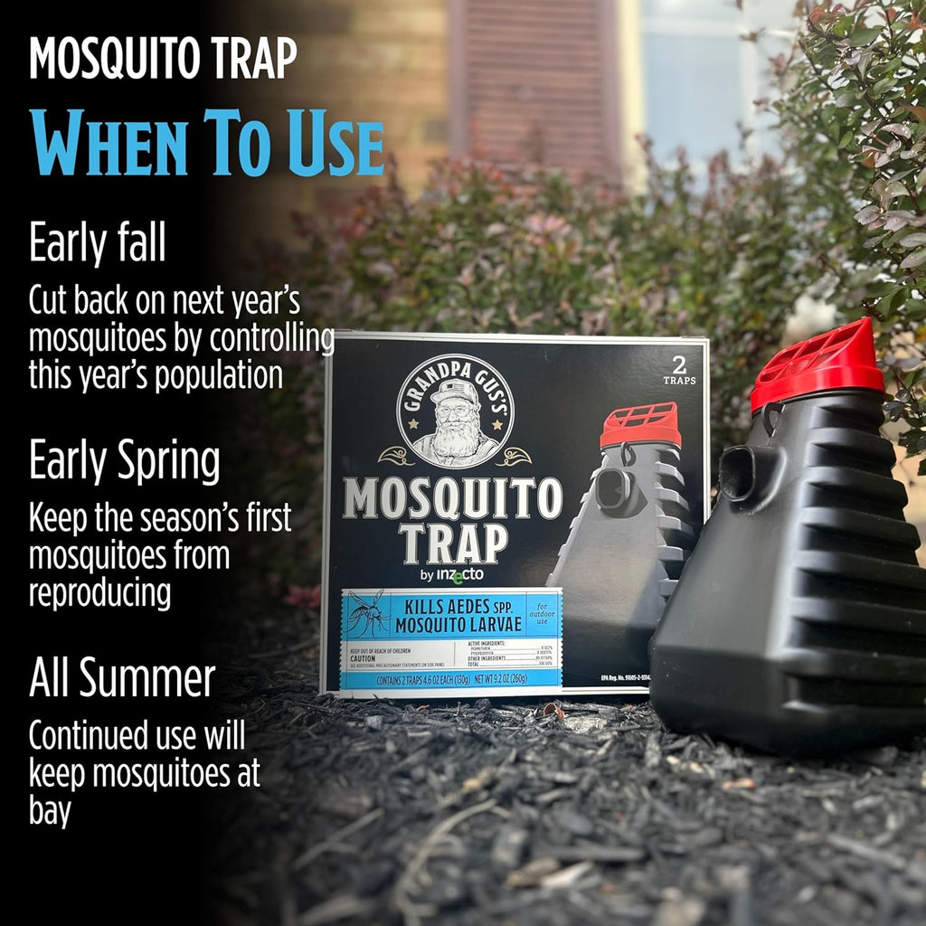 Mosquito Trap and Outdoor Bug Killer for Outdoors, 2 Pack | Water-Activated Larvae Control for Home Backyard, Patio &