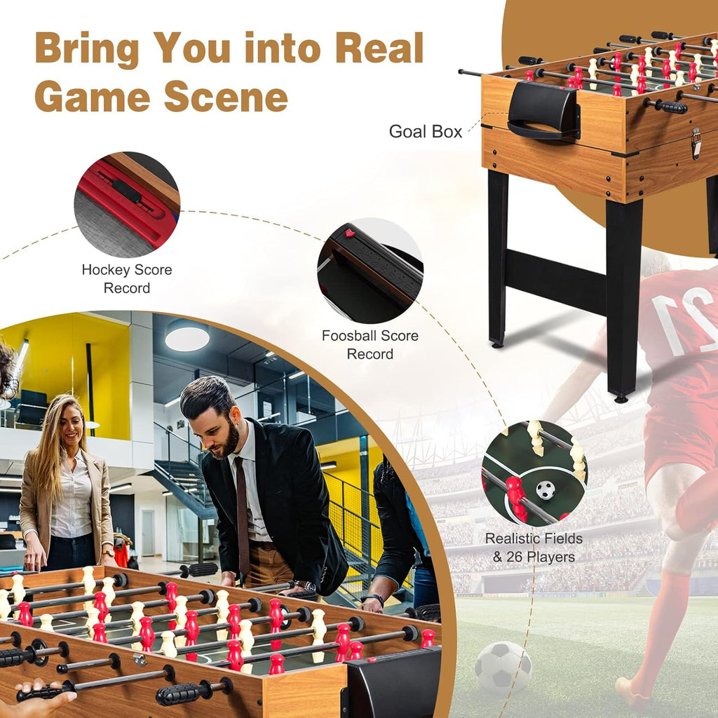 48 Inch Multi Game Table, 3-in-1 Adult Size Foosball, Pool Table, Slide Hockey Table, Combo Table Set w/Billiard