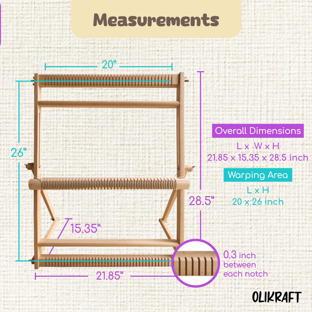 Wooden Weaving Loom, Adjustable Stand (Extra Large)